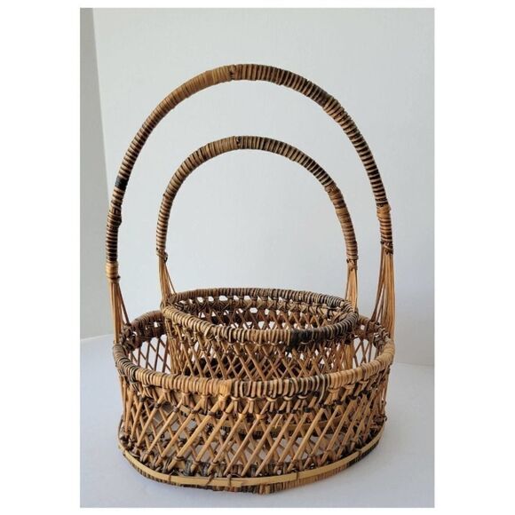 Vintage Handmade Woven Basket Set - Picture 1 of 7